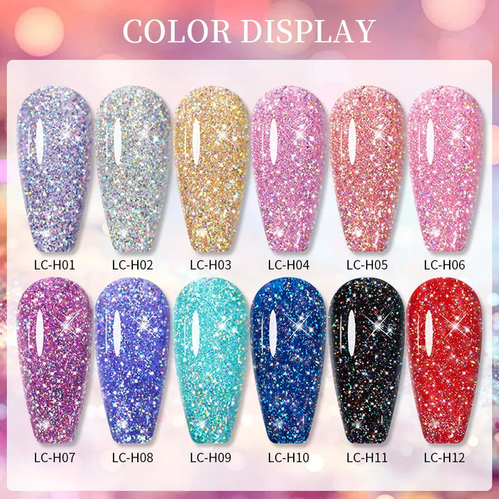 Rynx | 7ml Glitter Gel Nail Polish Semi Permanent Sequins Soak Off UV Gel Colorful DIY Nail Art Polishes