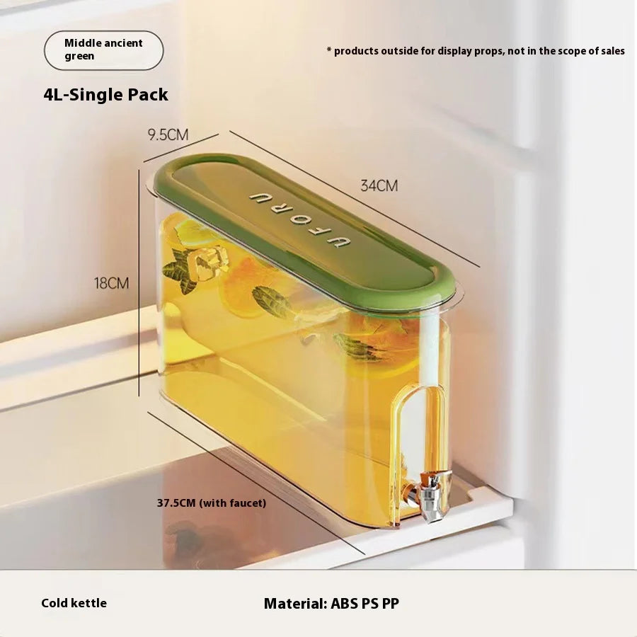 Rynx | 4l Refrigerator Plastic Cold Water Pot Faucet Kitchen Bar Water Dispenser Leak-Free Heat-Resistant Drink Bucket