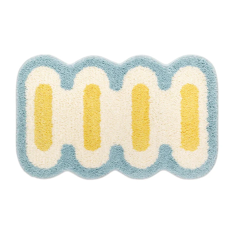 Rynx | Geometric Fabric Tufted Bathroom Mat Soft Fluffy Carpet Bedroom Nightstand Rug Doormat Floor Non-Slip Mat Aesthetic Home Decor