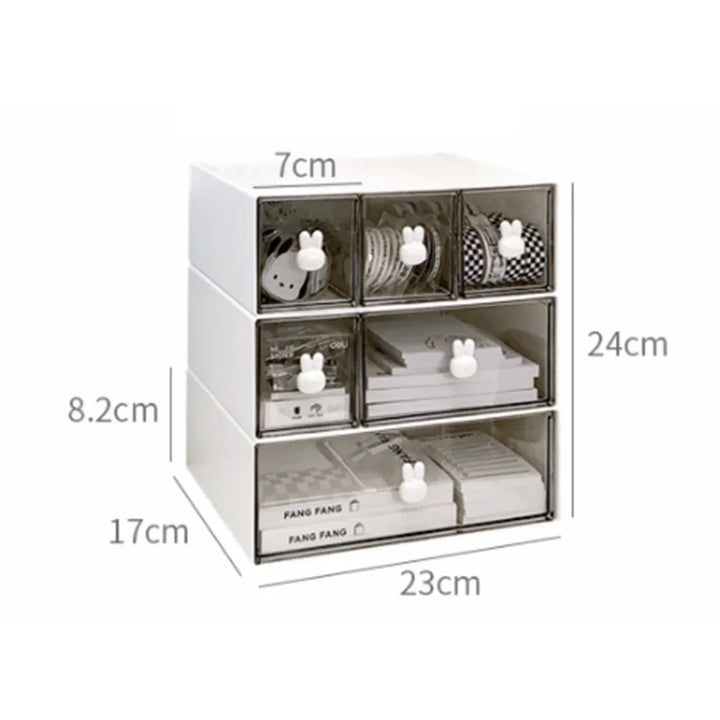 Rynx | Kawaii Ins Organizer Desktop Drawer Free Combination Storage Box Plastic Hairpin Makeup Cosmetic Desk Storage Organizer Shelf
