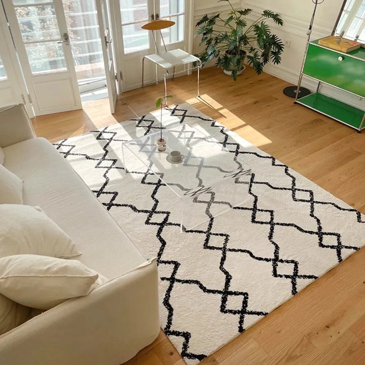 Rynx Living Room Rug Home Decor Minimalist Rug Bedroom Nightstand Lounge Floor Mat Soft Fluffy High Pile Large Rugs