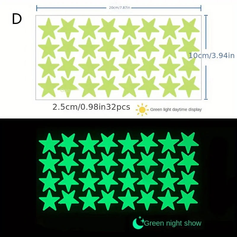 Rynx Glow-in-the-Dark Wall Stickers Self-Adhesive Dots Glow-in-the-Dark Ceiling Stickers for Kids' Room Halloween Home Decor