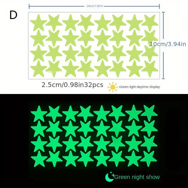 Rynx Glow-in-the-Dark Wall Stickers Self-Adhesive Dots Glow-in-the-Dark Ceiling Stickers for Kids' Room Halloween Home Decor