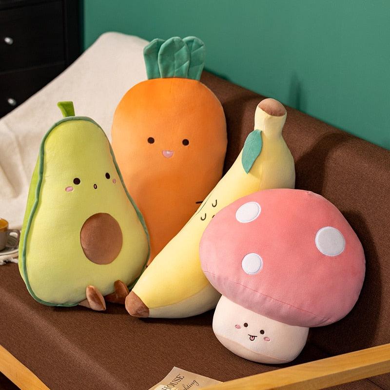 Lisslune | Shady Avocado and Banana Plush Pillow - 55 cm Soft Pillow for Kids