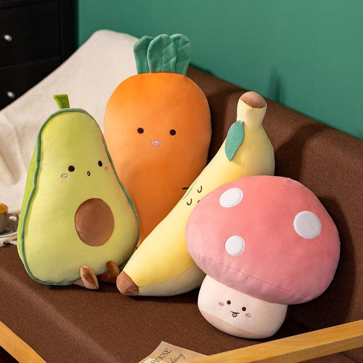 Lisslune | Shady Avocado and Banana Plush Pillow - 55 cm Soft Pillow for Kids