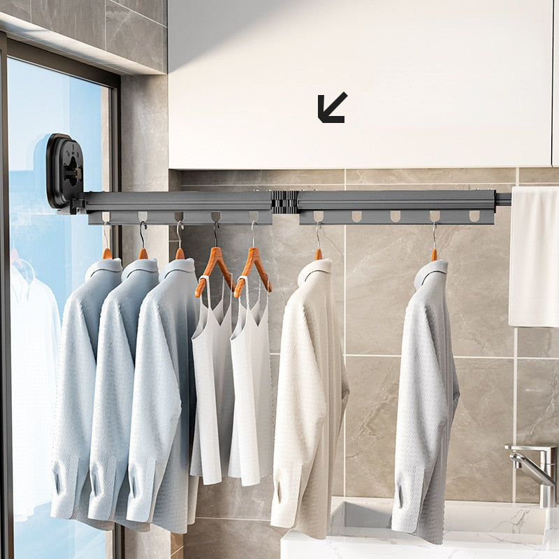 Lisslune | Easy Hang Wall-Mounted No-Punch Retractable Laundry Rack