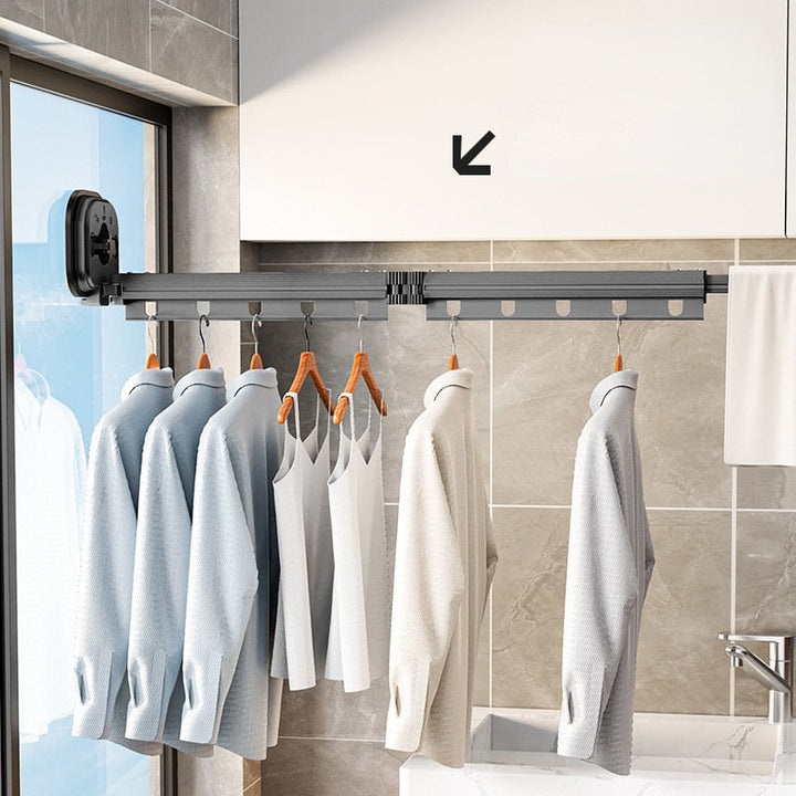 Lisslune | Easy Hang Wall-Mounted No-Punch Retractable Laundry Rack