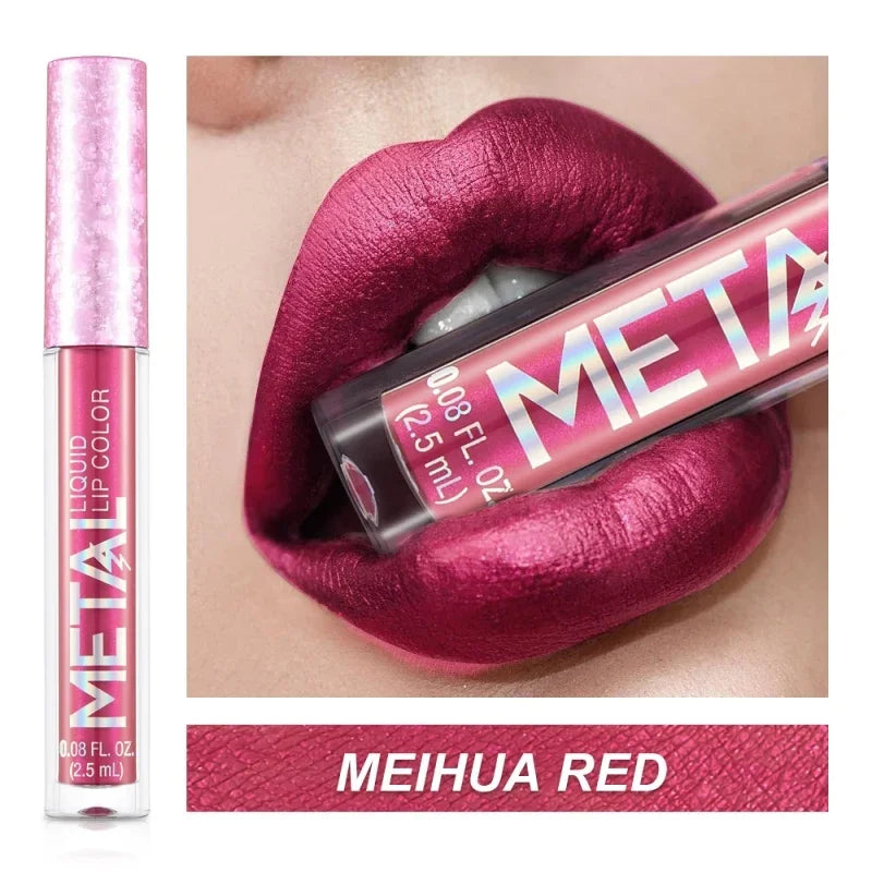 Rynx | Matte Glitter Liquid Lipstick Makeup Waterproof Non-sticky Cup Metal Lipstick Set Long-lasting Shiny Lip Color Shade Charming Lipstick