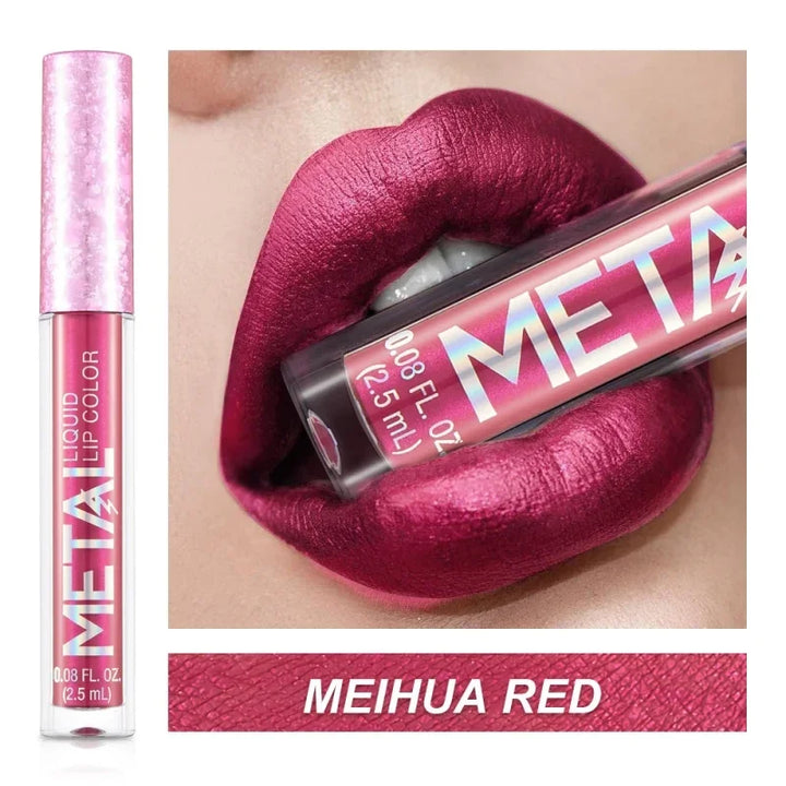 Rynx | Matte Glitter Liquid Lipstick Makeup Waterproof Non-sticky Cup Metal Lipstick Set Long-lasting Shiny Lip Color Shade Charming Lipstick