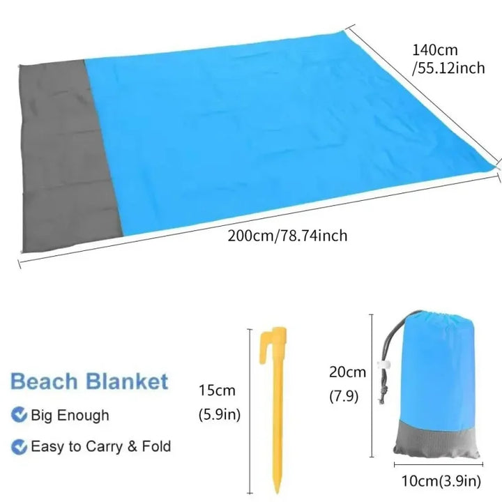 Rynx | 1pc Lightweight Waterproof Beach Mat, 210T Polyester Beach Mat Sandproof, Moisture Resistant, Easy to Clean, Machine Washable