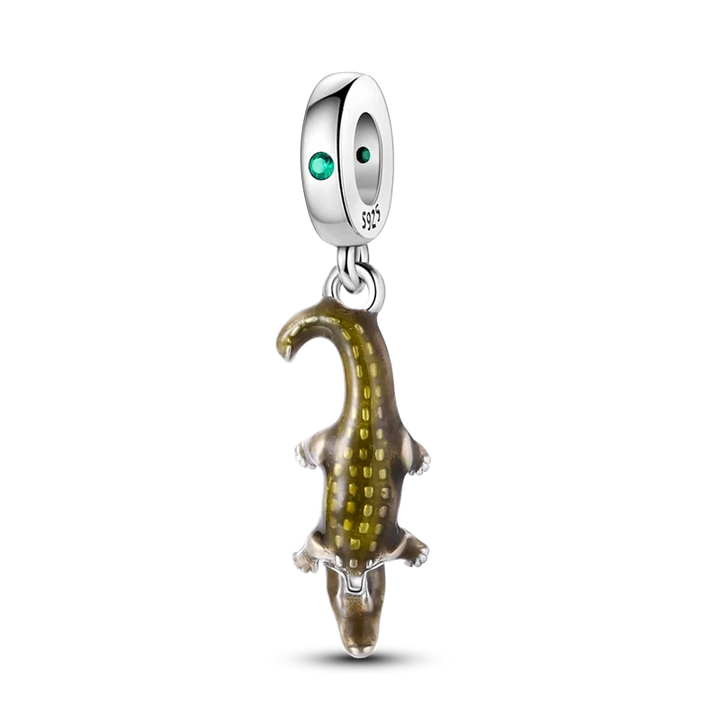 Lisslune | 925 Silver Golden Leopard Charms Beads Colorful Chameleon Rhinoceros Lion Scarab Cat Pendant Compatible with Original Pandora Bracelet Jewelry