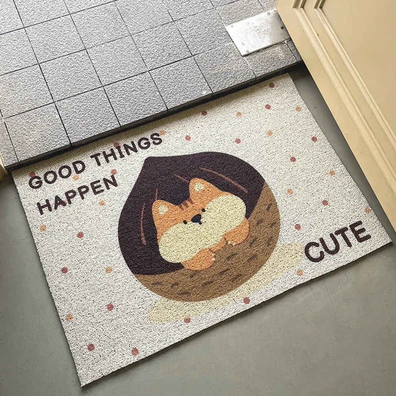Rynx | Cute PVC Squirrel Doormat Cuttable Cartoon House Entrance Welcome Mat Carpet Anti Dust Pad Outdoor Aesthetic Living Space Decor