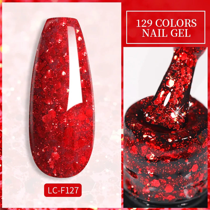 Rynx | 7ml Glitter Gel Nail Polish Semi Permanent Sequins Soak Off UV Gel Colorful DIY Nail Art Polishes