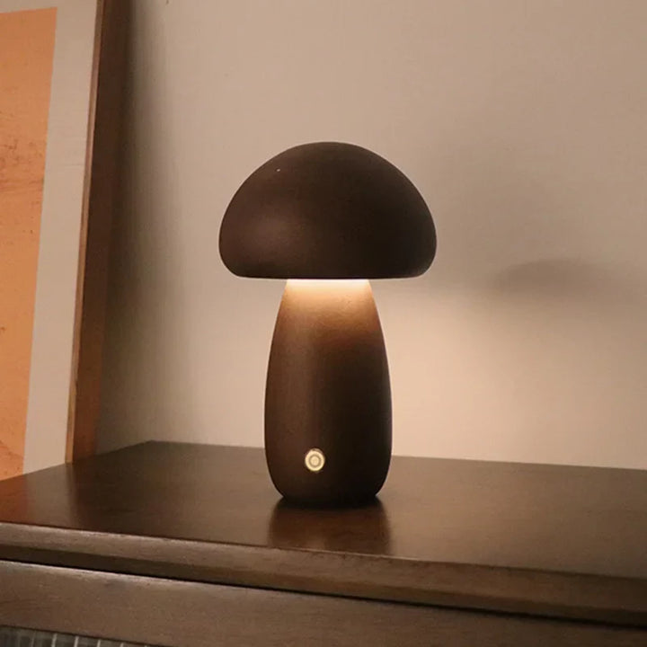 Lisslune | Touch Switch Wooden Mushroom LED Night Lamp