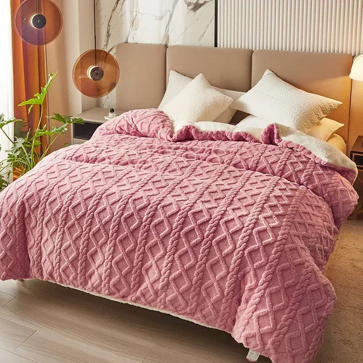 Rynx Tafu Velvet Warm Winter Bed Cover Blanket Dual Use Artificial Cashmere Duvet Cover Soft Warm Coral Fleece Comforter Cover