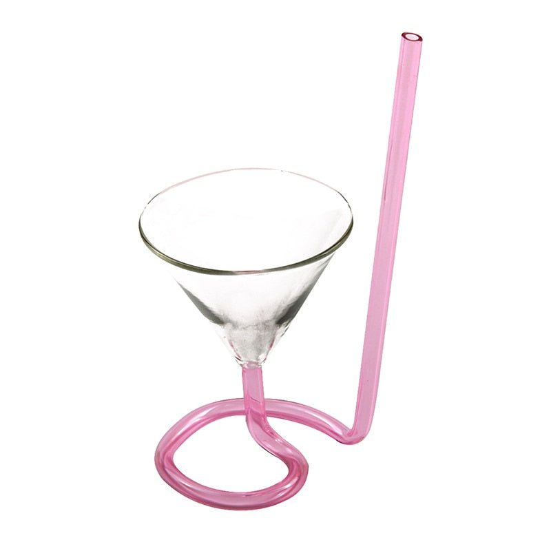 Lisslune | Creative spiral martini cocktail glass with straw