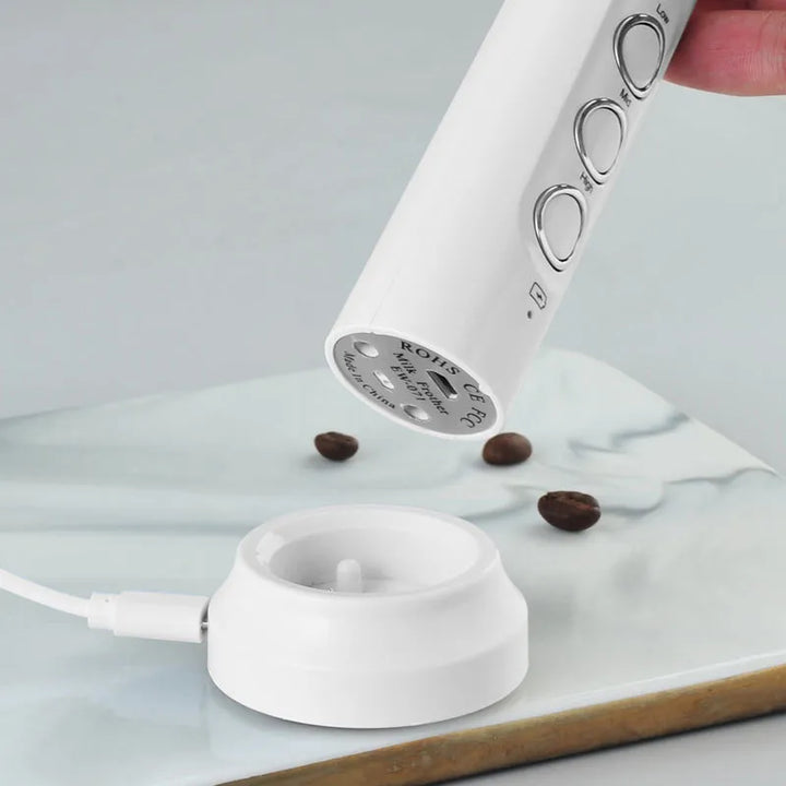 Lisslune | 3 In 1 Electric Milk Frother Rechargeable Milk Frother Handheld Frothing Device High Speeds Milk Frother Drink Mixer Coffee