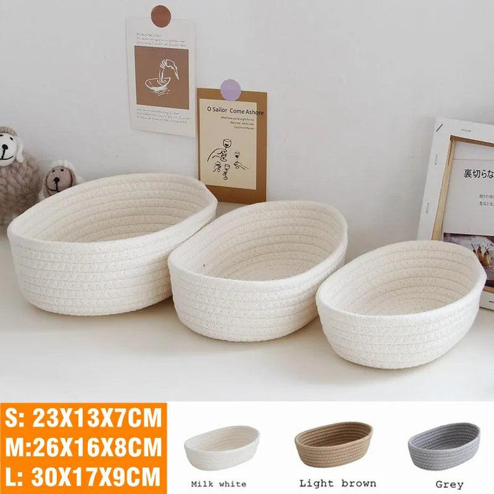 Lisslune | Scandinavian Style Cotton Rope Desktop Storage Baskets - Chic Organization Solutions