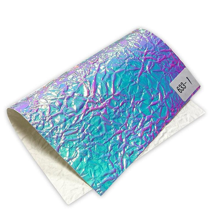 Lisslune | Crinkled Holographic Metallic Synthetic Leather Fabric Sheet for Creative DIY Projects