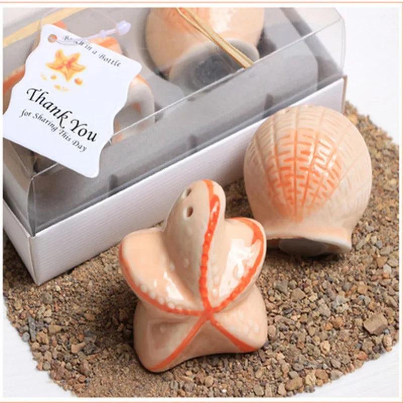 Lisslune | Playful Starfish Ceramic Salt and Pepper Shakers - Nautical Kitchen Decor