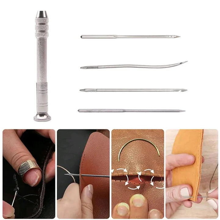 Lisslune | Premium Stainless Steel Leather Sewing Awl Set for Crafting and Repair Work