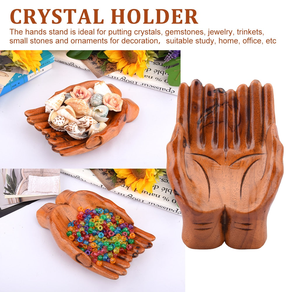 Lisslune | Giving Praying Wooden Carved Hands Candy Holder Home Decor