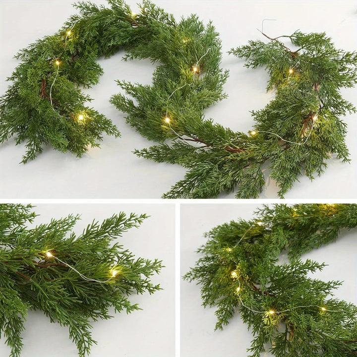 Rynx Christmas Wreath 74.8 Inches - Artificial Fir Wreath with LED Lights Versatile Holiday Decoration for Indoor/Outdoor Use