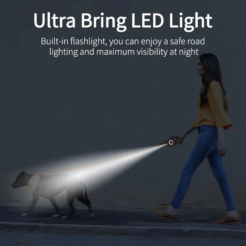 Lisslune | 5M Stylish LED Dog Leash with Retractable Design for Safe Night Walks