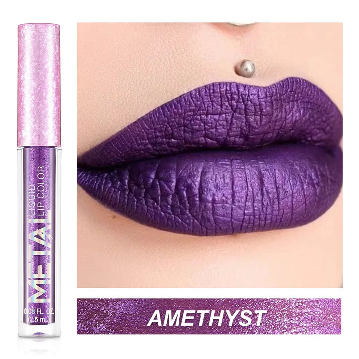 Rynx | Metallic Lip Gloss 12 Colors Glitter Matte Liquid Lipstick Waterproof Shiny Shimmering Lip Tint Long-lasting Party Festival Lip Makeup