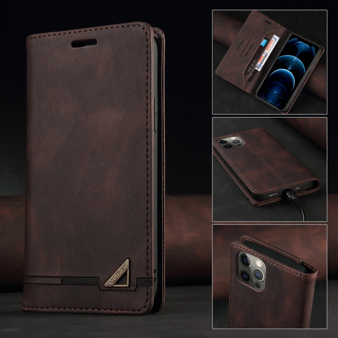 Lisslune | iPhone leather protective case with RFID blocking and card slots