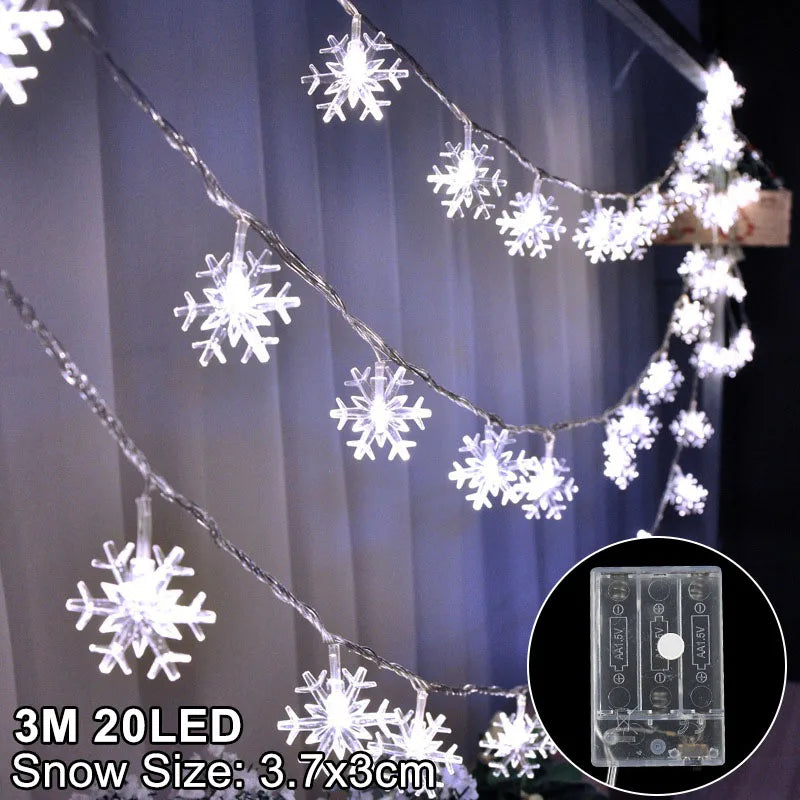 Rynx Snowflake LED Light Christmas Decorations For Home Hanging Garland Christmas Tree Decor Ornament Christmas Xmas Gift New Year