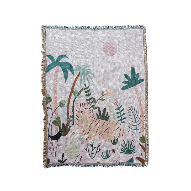 Rynx | Textile City In Pink Glasses Tiger Throw Blanket Nordic Sofa Towel Home Decor Wall Tapestry Bedspread Cartoon Picnic Blanket 125x150cm