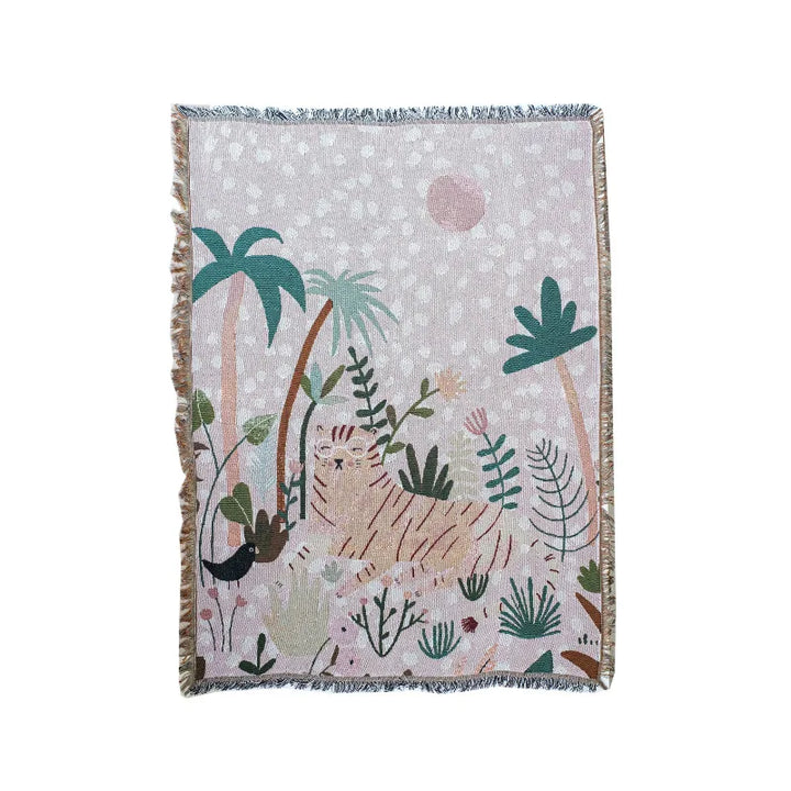 Rynx | Textile City In Pink Glasses Tiger Throw Blanket Nordic Sofa Towel Home Decor Wall Tapestry Bedspread Cartoon Picnic Blanket 125x150cm