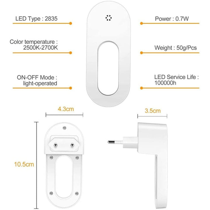 Lisslune | Twilight Sensor Energy Saving Socket Wall Night Light