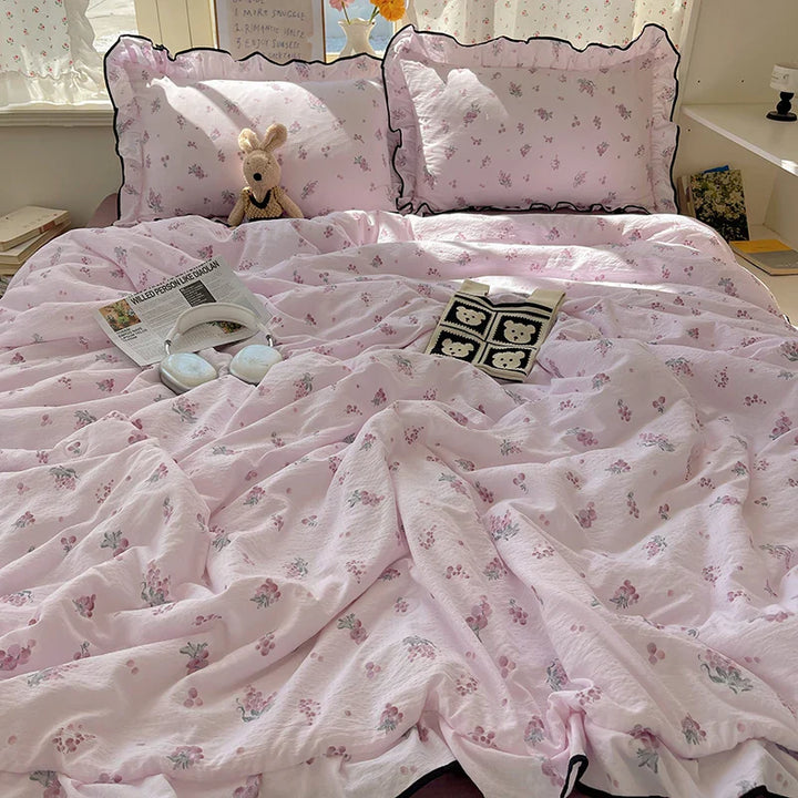 Lisslune | 1PC Ins Sommerdecke Falbala Rüschen Cool Feeling Decke Bare Sleeping Hautfreundlich Für Frauen Mädchen Schlafzimmer Deko Königin Größe