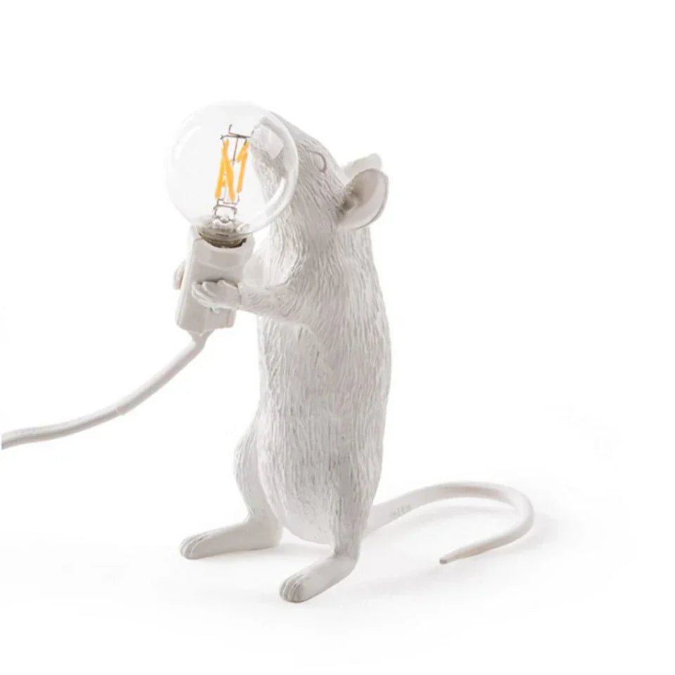 Lisslune | Modern LED Animal Table Lamps: Resin Rat, Cat, and Squirrel Night Lights