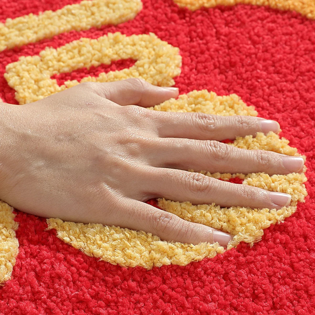 Rynx | Chinese Lucky Tufting Bath Mat Bathroom Mat Carpet Entrance Mat Floor Anti-Slip Foot Mat Aesthetic Home Decor Holiday Decoration