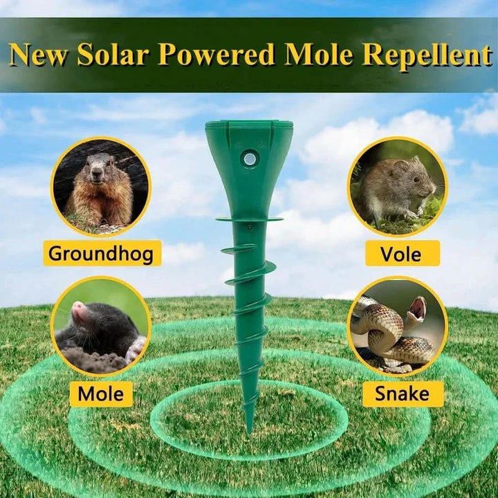Lisslune | SOLAR MOLE REPELLER – Solar-powered mole repellent with 3 vibration modes & IP65 for effective garden protection