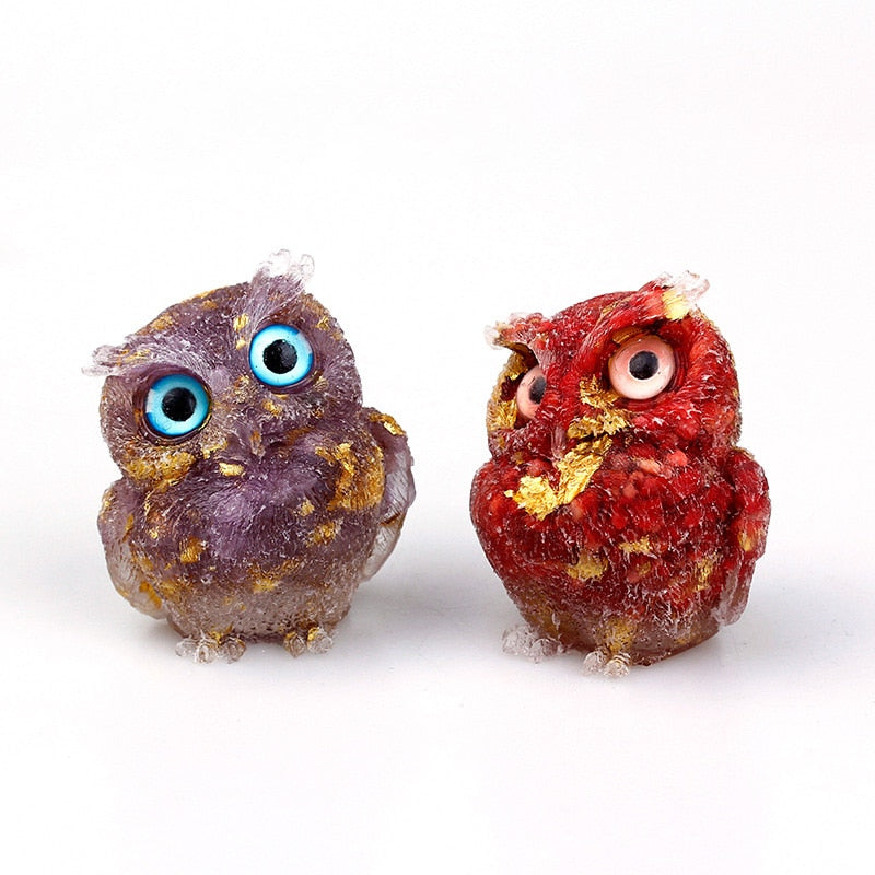 Lisslune | Natural Crystal Owl Figurine: Handmade Collector's Item