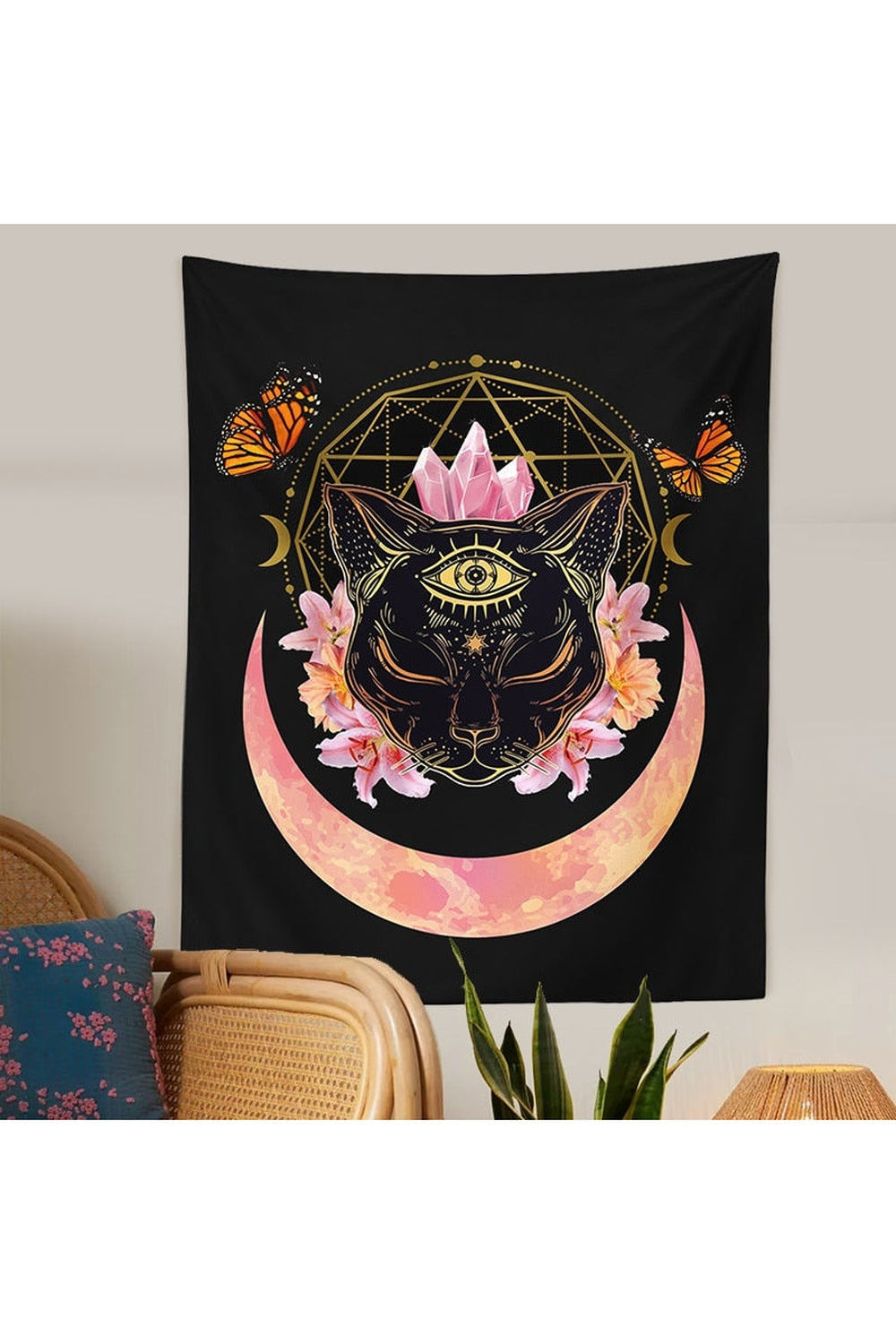 Lisslune | Cat Crown Wall Tapestry