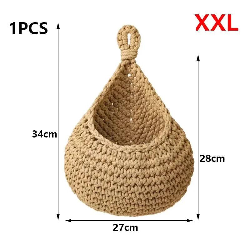 Lisslune | Sustainable Bohemian Jute Rope Hanging Basket for Elegant Fruit Presentation
