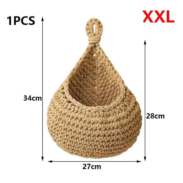 Lisslune | Sustainable Bohemian Jute Rope Hanging Basket for Elegant Fruit Presentation