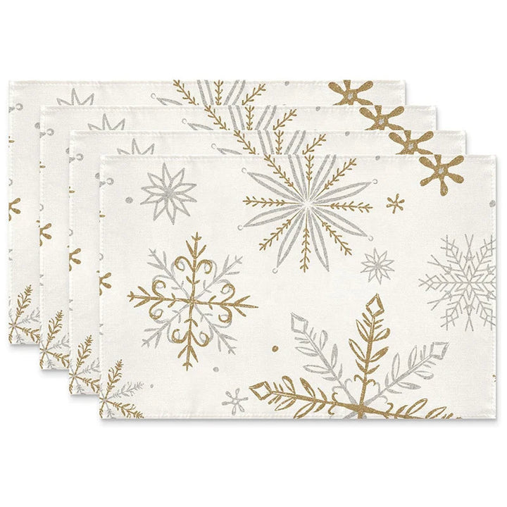 Rynx 4Pc Christmas Tree Moose Placemat Linen Dining Table Mats Coaster Bowl Coffee Mug Pad Mat 2024 Christmas Home Kitchen Decoration