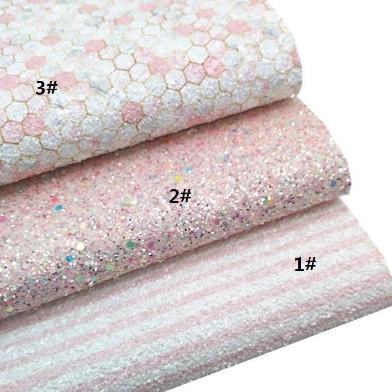 Lisslune | Chic Pink Leather Craft Sheets - Elegant Honeycomb and Heart Designs for Inspiring DIY Creations
