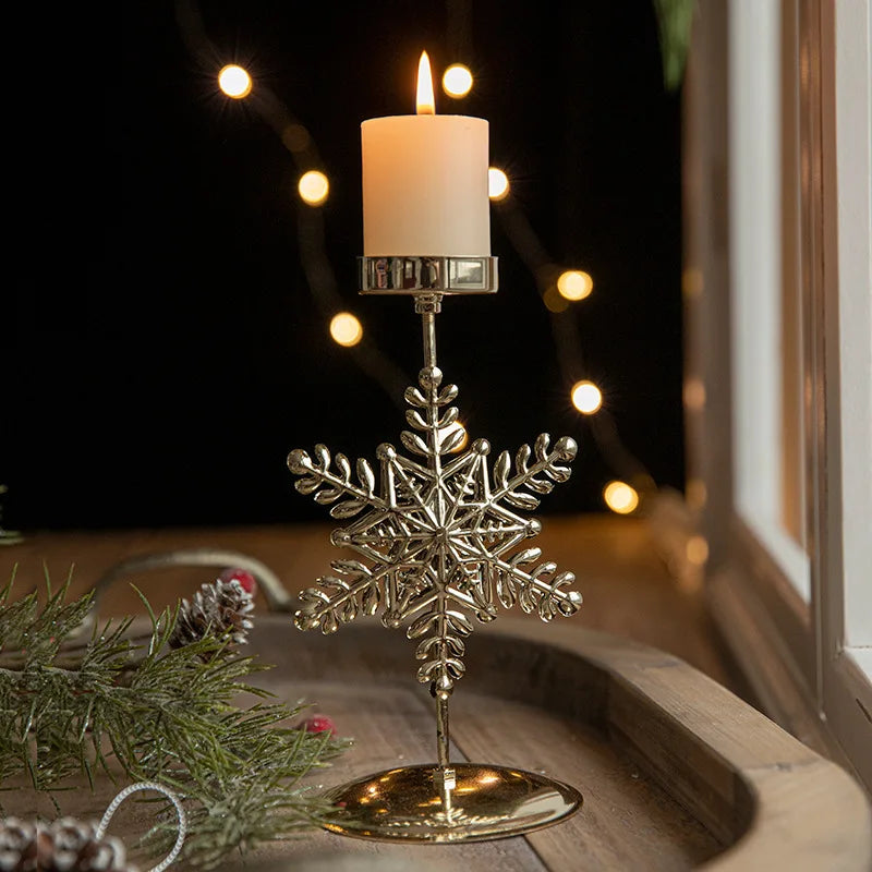 Rynx | Christmas Golden Wrought Iron Candle Holder Star Moose Christmas Tree Candle Holder Merry Christmas New Year Table Decoration