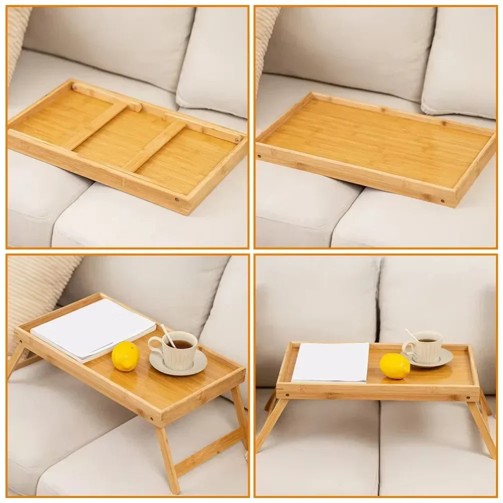 Rynx | Wood Folding Table Bed Tray Folding Column Laptop Cooling Holder Adjustable Stand Portable Camping Picnic Table Drawing Table