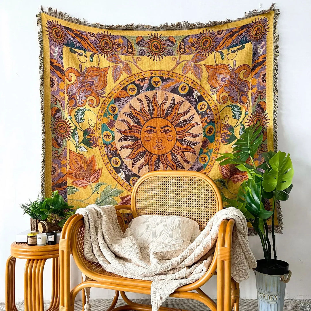Lisslune | Sun & Flowers Wall Tapestry Blanket
