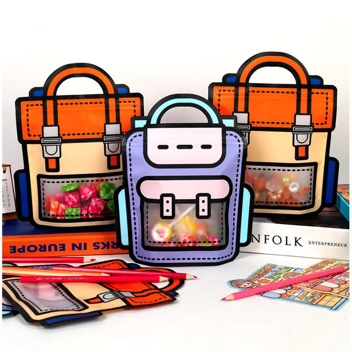 Lisslune | 50pcs Creative 2D Cartoon Schoolbag