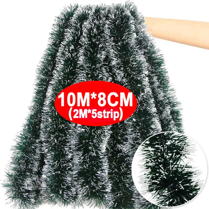 Rynx | Christmas Green Rattan Ribbon Garland DIY Xmas Tree Ornaments Green Rattan Ribbon Wreath Hanging Pendant Home Party Decoration
