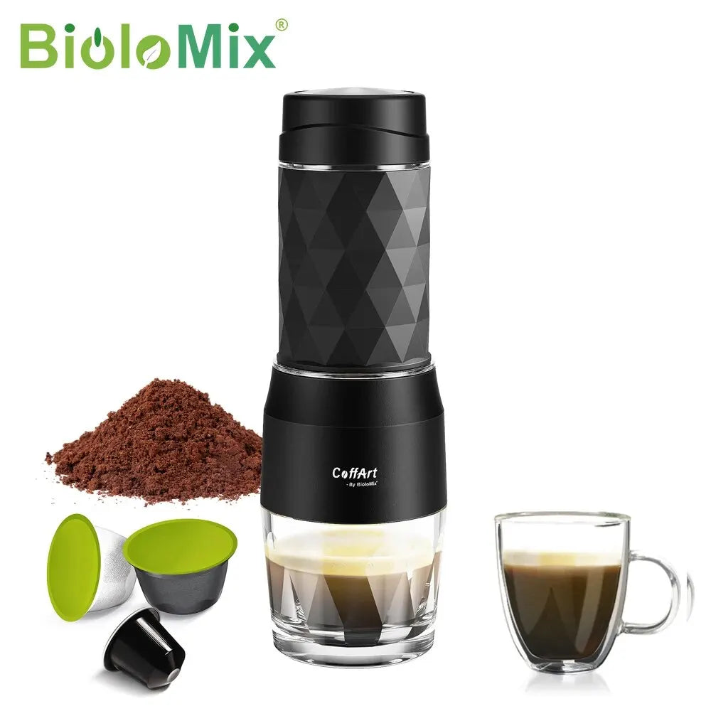 Lisslune | Portable Coffee Machine Espresso Machine Hand Press Capsule Ground Coffee Brewer Portable for Travel and Picnic, BioloMix